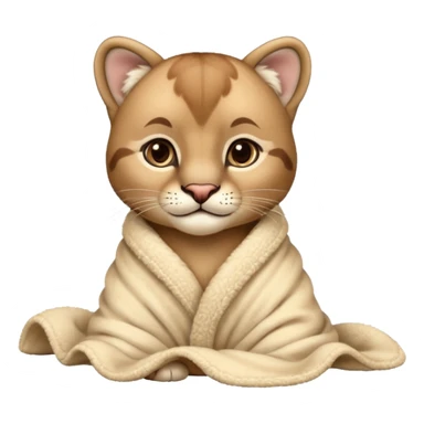 Cozy puma cougar cub in blanket sticker