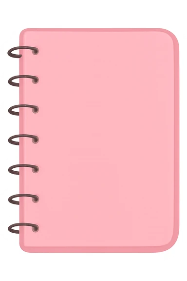 digital illustration of a pink notebook, no background sticker