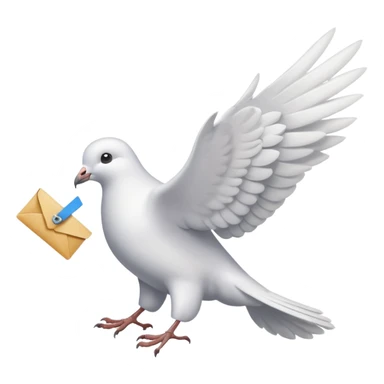 a dove flies with a letter sticker