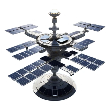  Cinematic Realistic Space Station – A highly detailed, sprawling orbital station with complex solar panels and intricate docking modules. The metallic structure glows faintly from reflected sunlight, with the curvature of Earth and the deep blackness of space in the background. sticker