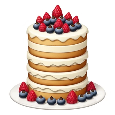 A layered tower of desserts with frosting sticker