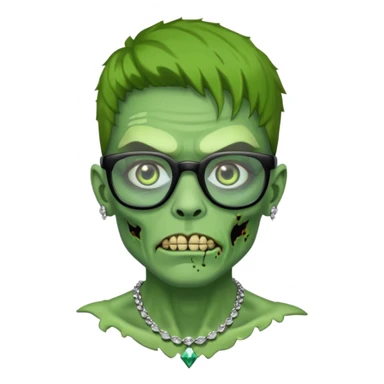 Zombie verde con lentes negros y cadena de diamantes  sticker