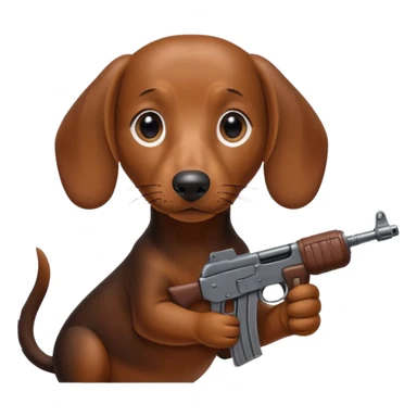 Dachshund dog Holding M16 sticker