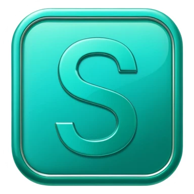 Create a custom emoji badge featuring a stylized, glossy letter “S”. Use the Platinum rank style from League of Legends: teal-green metallics, reflective surfaces, and a futuristic elegant frame. Vibrant and high readability.
 sticker