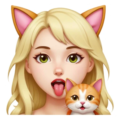 Kawaii girl cat lick sticker