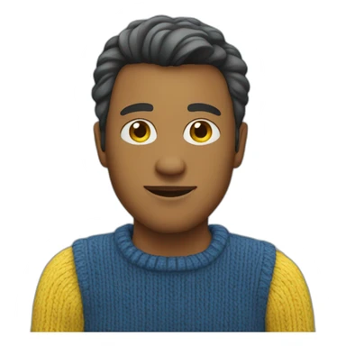 Man in blue and yellow sweater sticker