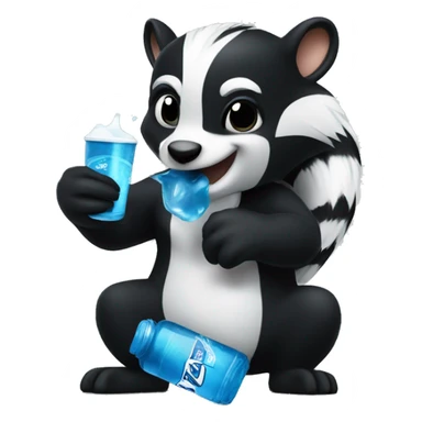 skunk with a blue powerade sticker