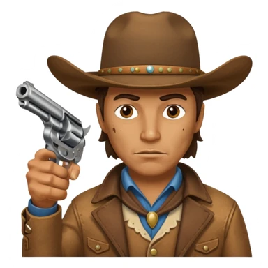 A cowboy pointing his revolver in front of you and saying, "Give me your money." sticker