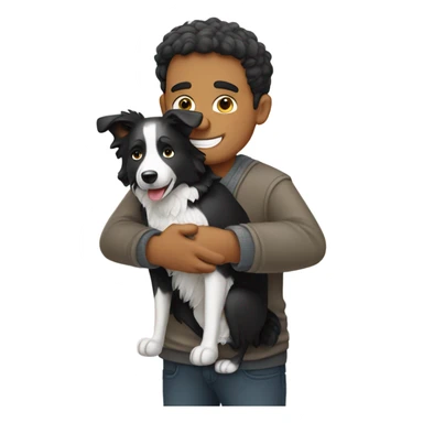 A man hug a border collie sticker
