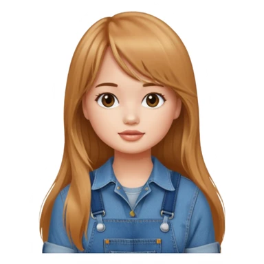 Debby Ryan (long hair with straight bangs) wearing overalls sticker