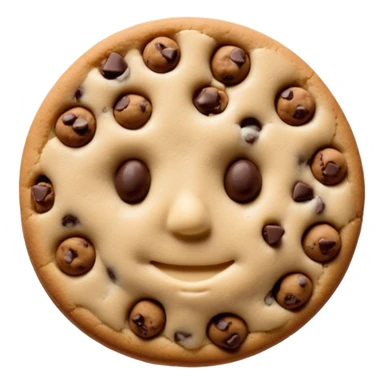 {
    "type": "object",
    "look": "chocolate chip cookie man, round chips, baked surface, front view",
    "description": "a cookie man made of chocolate chip dough, with visible chips and soft edges"
  } sticker