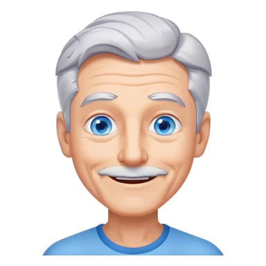 Smiling gray man blue eyes Without mustache shrugging shoulders sticker