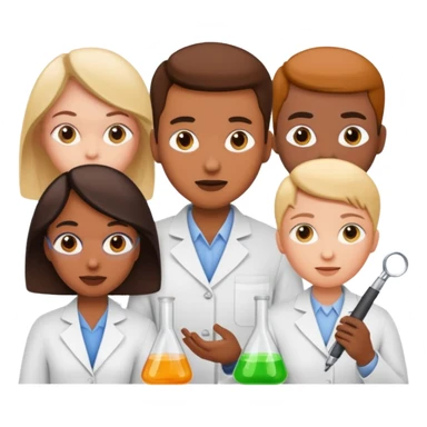 diverse research and development team brainstorming with scientific tools sticker