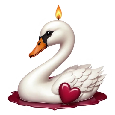 Maroon heart, swan , candle sticker