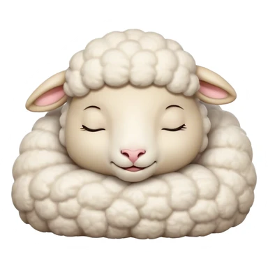 Meme-Worthy Cute Sleeping Sheep Portrait Emoji, Head resting peacefully with a contented smile, showcasing a robust build and a luxuriously soft white fleece, eyes shut in a serene, restful nap, Simplified yet hilariously adorable features, highly detailed, glowing with a soft, drowsy light, high shine, relaxed and utterly lovable, stylized with an air of playful laziness, bright and heartwarming, soft glowing outline, capturing the essence of a comically sleepy sheep, so meme-worthy it feels like it could instantly become the next viral sensation of adorable slumber! sticker