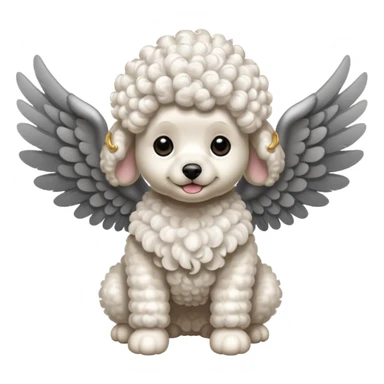 Perro french poodle mini blanco con Alas sticker