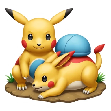 2 friendly pokemans one fell down and the other is helping the other get up  sticker