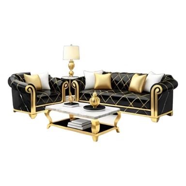 Luxurious black marble living room with gold and white accents  sticker