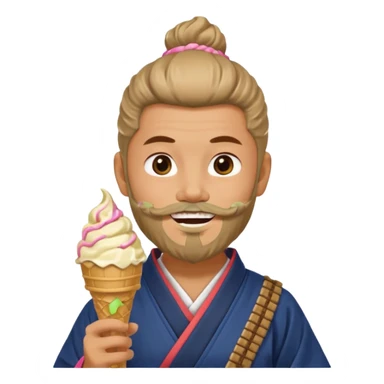 SAMURAI WITH EAT ICE CREAM BEARD GAY sticker