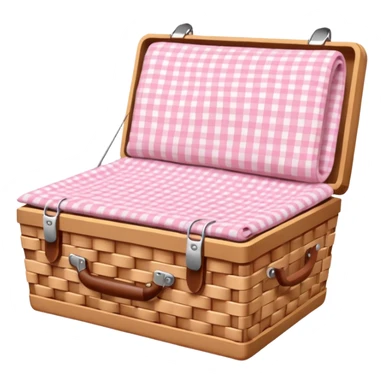 Picnic Basket With Light Pink Gingham Blanket sticker