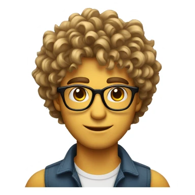 Hombre con ojos color miel cabello risado con rizos y lentes sticker