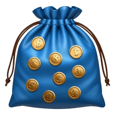 blue coins inside brown money bag sticker