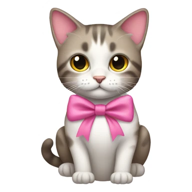 A cat wearing a pink bow  sticker