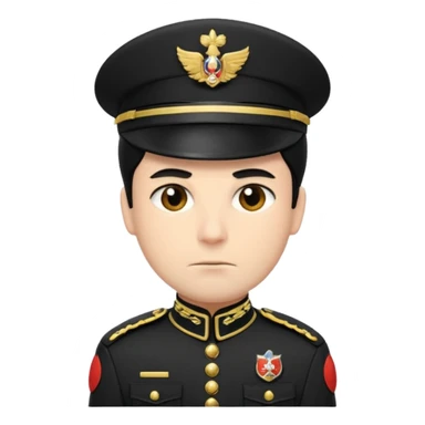 Un emoji di un carabiniere con il grado da carabiniere con uniforme nera, il soggetto deve essere un maschio con capelli neri sticker