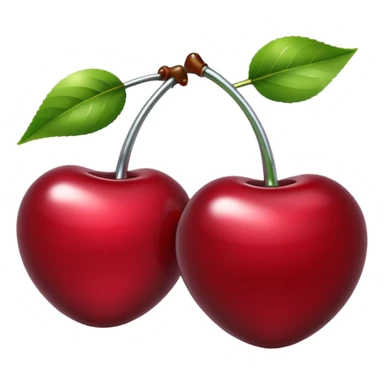 A pair of cherries emoji made of liquid silver chrome, smooth rounded shapes, glossy metallic surface, subtle sensual vibe, luxury sexy aesthetic, iOS emoji style, centered, clean white background sticker