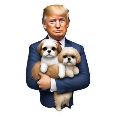 Donald trump holding a shih tzu dog in his arms sticker