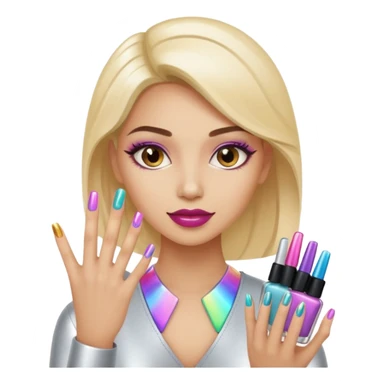 futuristic female nail artist sticker