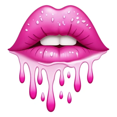 White paint dripping from hot pink ombre glittery lips sticker