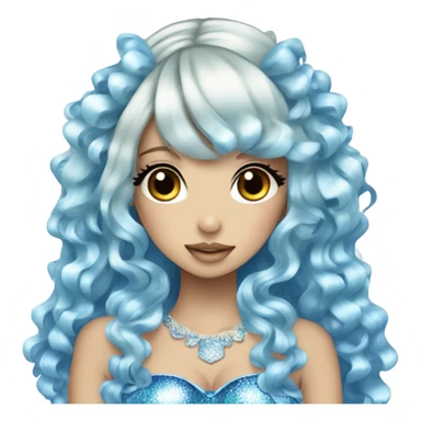 hime gyaru siren, blue skin, fish scales sticker