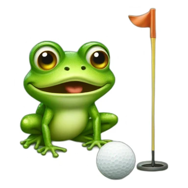 Frog standing up putting a golf ball into hole sticker