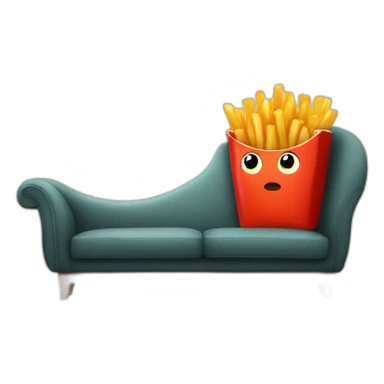 french fry drinking coffee on the sofa sticker