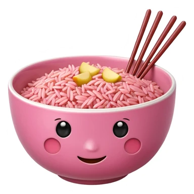 pink rice bowl with chopsticks apple style emoji sticker