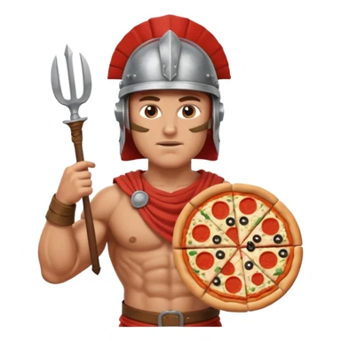 greece ancient warrior with pizza sticker