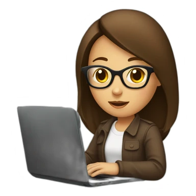 fille brune qui travaille sur ordinateur sticker