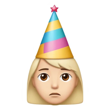 happy who is sad wearing a party hat sticker