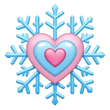 snowflake pink heart color white baby blue and pink sticker
