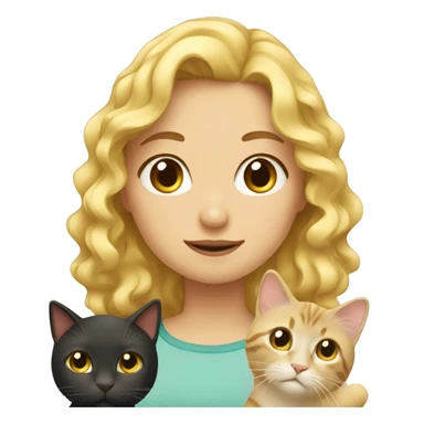 blonde wavy haired girl with a cat in front  sticker