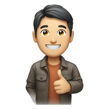 Smiling Korean Man shows thumbs up sticker