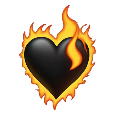 Black heart with flames sticker