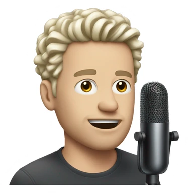 white man with short curl hair goes to the face with nose piercing sing in a mic sticker