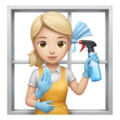 window cleaning with spray bottle and cloth sticker