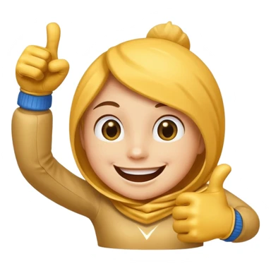 HD a smiling happy dancing star with both gloved hands doing thumbs up and blue background sticker