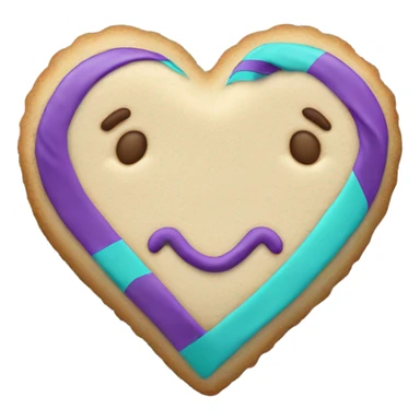 Cookie heart with purple teal awareness ribbon sticker