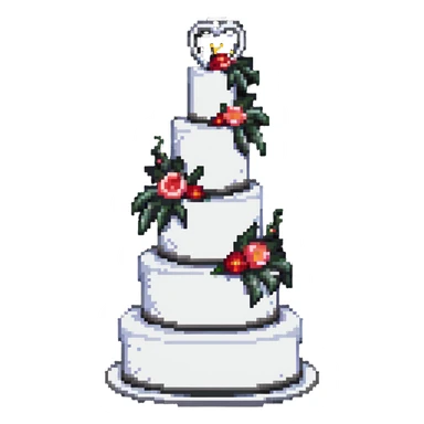 Whole wedding cake with multiple tiers and decorations sticker