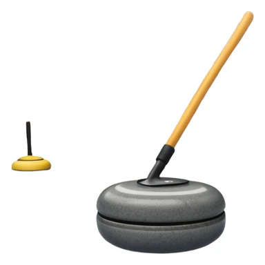 An icon showing a close-up of a curling stone sliding across the ice with a broom beside it. The scene is set in a brightly lit stadium, with detailed spectator stands in the background. Transparent background highlights the focus, skill, and atmosphere of the curling sport. sticker