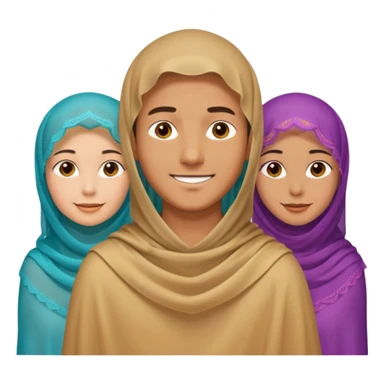 1 man emoji with short hair and 4 veiled women sticker